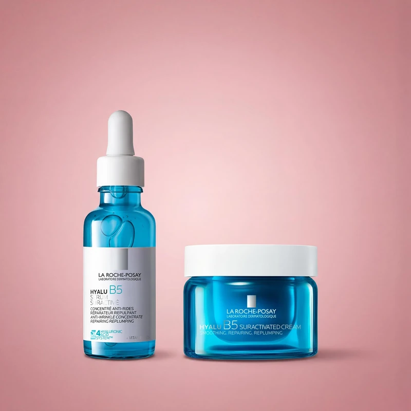 La Roche-Posay Hyalu B5 Hydrating Face Serum with Hyaluronic Acid for Dry & Dehydrated Skin, 30ml + Hyalu B5 Suractivated Anti-Wrinkle Firming Cream with Hyaluronic Acid & Vitamin B5, 50ml