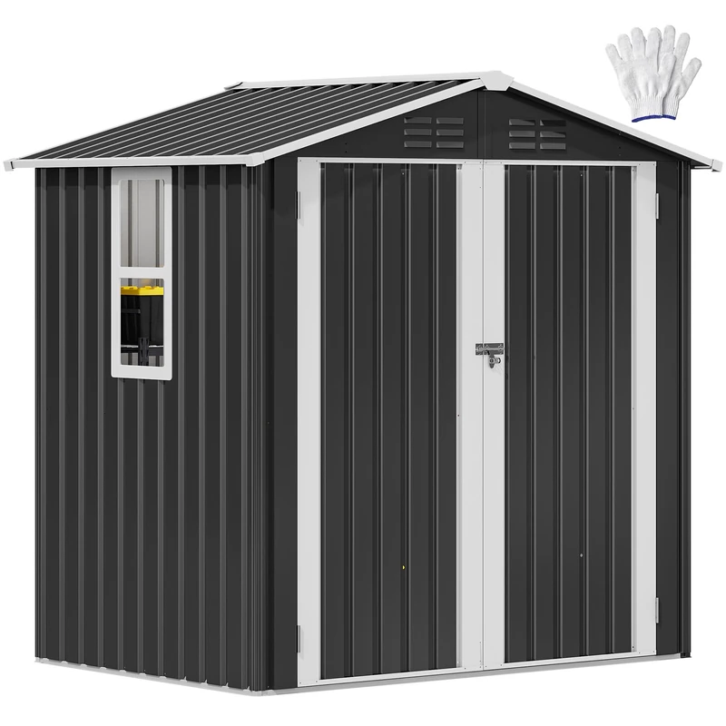 YITAHOME 6x4FT Metal Outdoor Storage Shed with Window