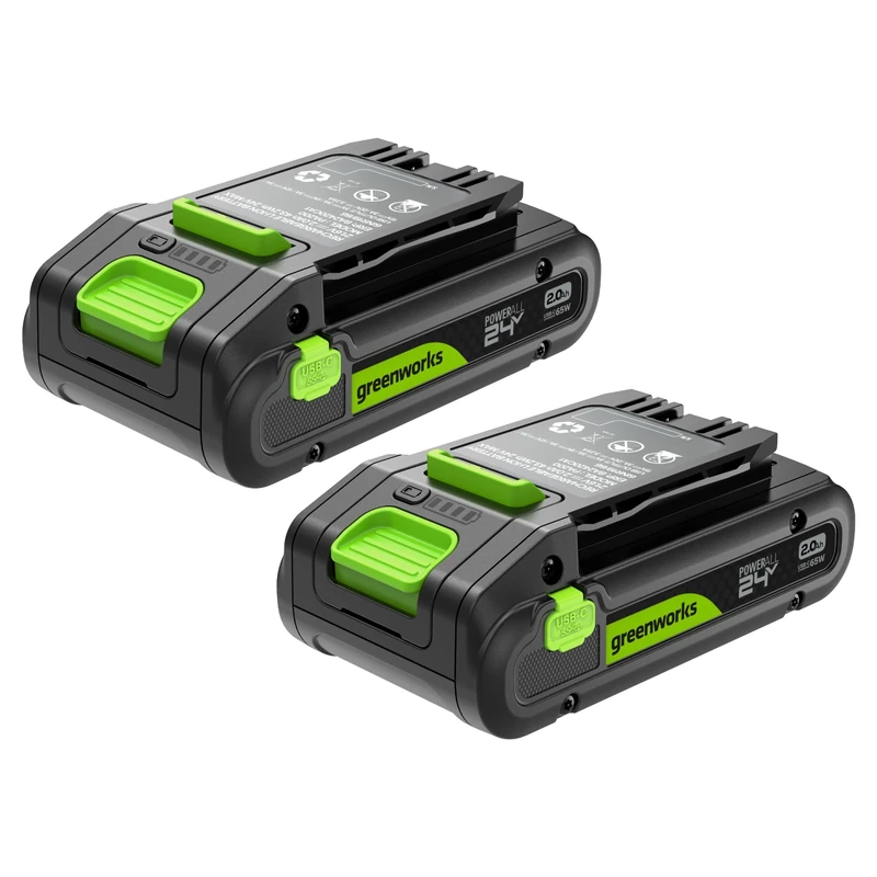 Greenworks TwinPack 24V 2Ah High Power USB-C Battery suitable for all 200+ Greenworks 24V devices, 2-year warranty - K2D4NNA