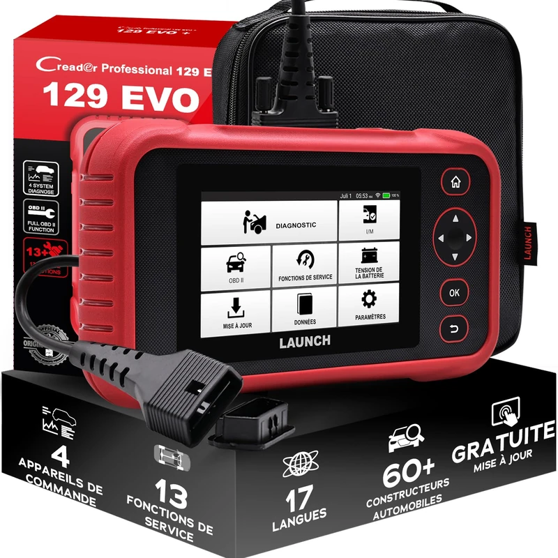 LANUCH CRP129 Evo+ V3 Car Diagnostic Tool for 4 System,Code reader Scanner with 13 Resets,ECU Coding,CANFD&DOIP, Wi-Fi Free Lifetime Update