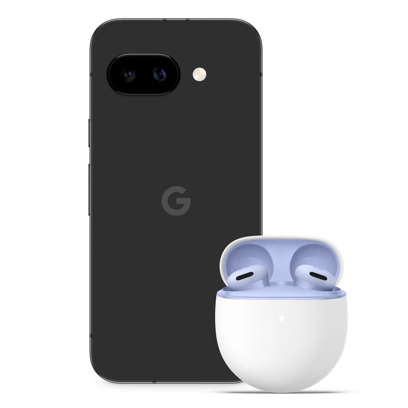 Google Pixel 9a – Unlocked Android Smartphone with AI Camera, All-day Battery and Powerful Security – Obsidian, 256GB + Buds 2A (Iris)