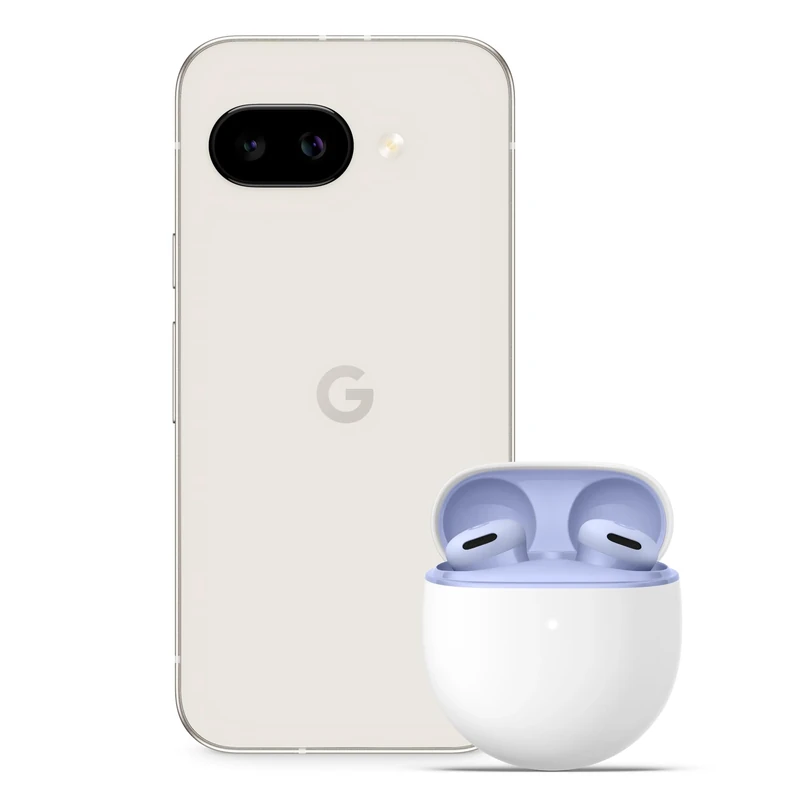 Google Pixel 9a – Unlocked Android Smartphone with AI Camera, All-day Battery and Powerful Security – Porcelain, 128GB + Buds 2A (Iris)