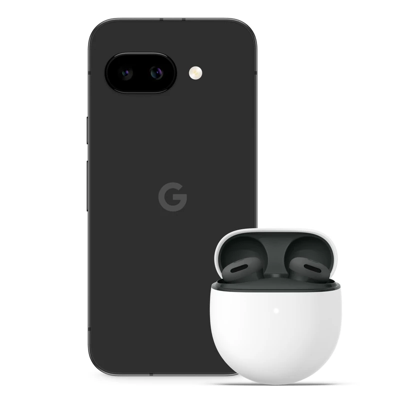 Google Pixel 9a – Unlocked Android Smartphone with AI Camera, All-day Battery and Powerful Security – Obsidian, 256GB + Buds 2A (Hazel)