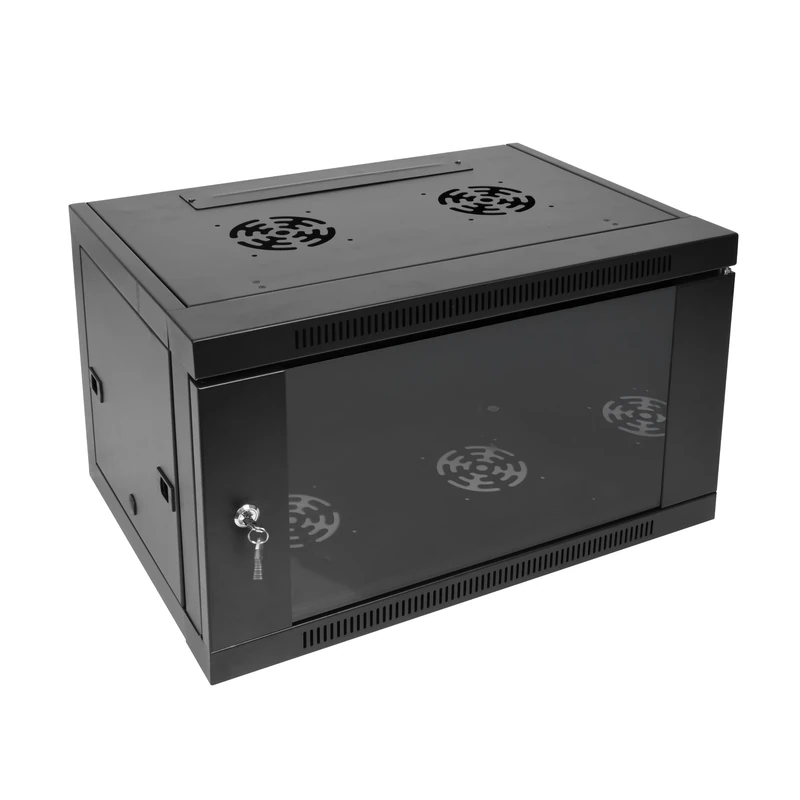 Labgear 6U Wall Mount Server Cabinet 420mm Depth Network Rack Enclosure with Locking Glass Door Ventilated Steel Panels for 19 inch IT Equipment Patch Panels AV Devices Toolless Flat Pack Assembly - Image 1