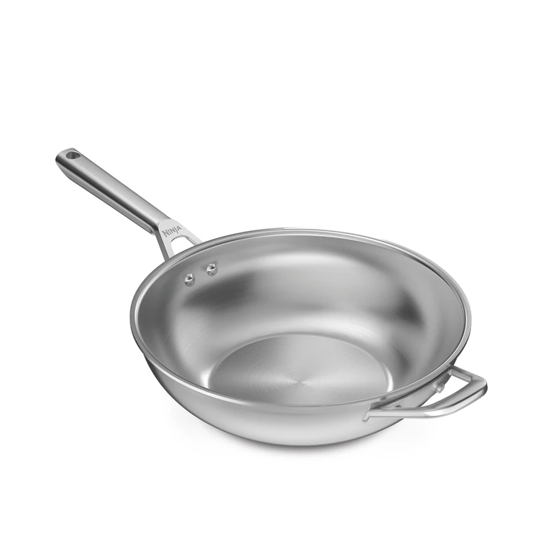 Ninja EverClad Stainless Steel 28cm Wok, Suitable for All hob Types Including Induction, Oven Safe to 300°C, Full Induction Base, C90928EUI