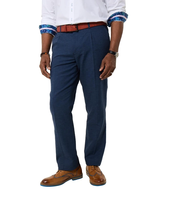 Joe Browns Men's Smart Zip Fastening Linen Blend Trousers, Regular, Blue, UK 34L