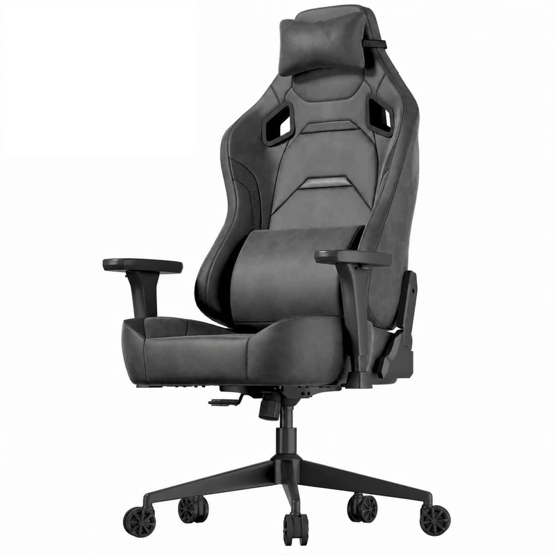 JUMMICO Suede Gaming Chair, Ergonomic Office Chair with 3D Armrests, Desk Chair with Wider Backrest for Gaming, Working, Study, Load Capacity up to 200 kg, Gray - Image 1