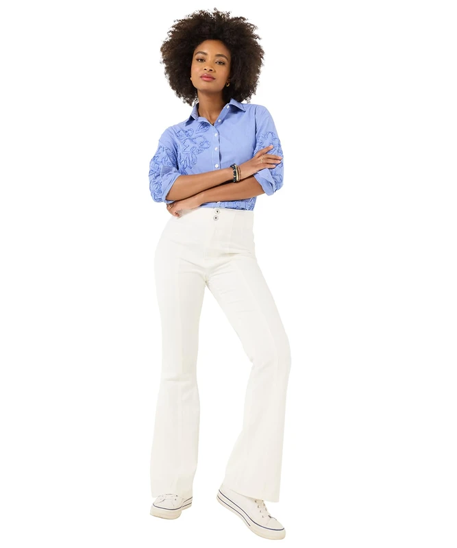 Joe Browns Women's High Waisted Kick Flare Jeans, Regular, White, UK 16