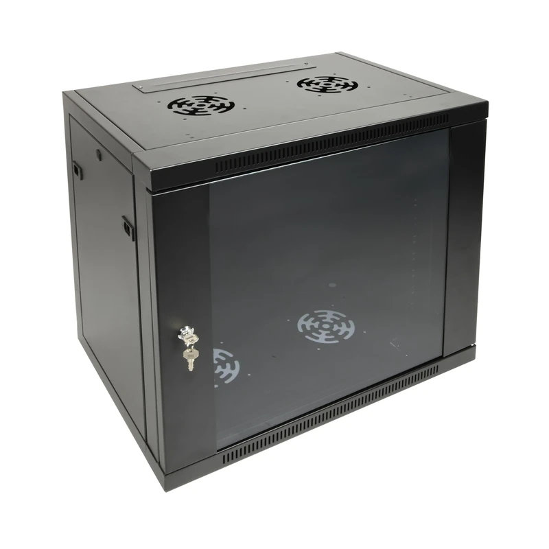 Labgear 12U Wall Mount Server Cabinet 420mm Depth Network Rack Enclosure with Locking Glass Door Ventilated Steel Panels for 19 inch IT Equipment Patch Panels AV Devices Toolless Flat Pack Assembly