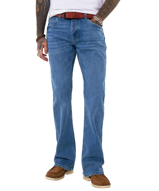 Joe Browns Men's Mid Wash Button Fly Bootcut Jeans, Regular, Blue, UK 32L