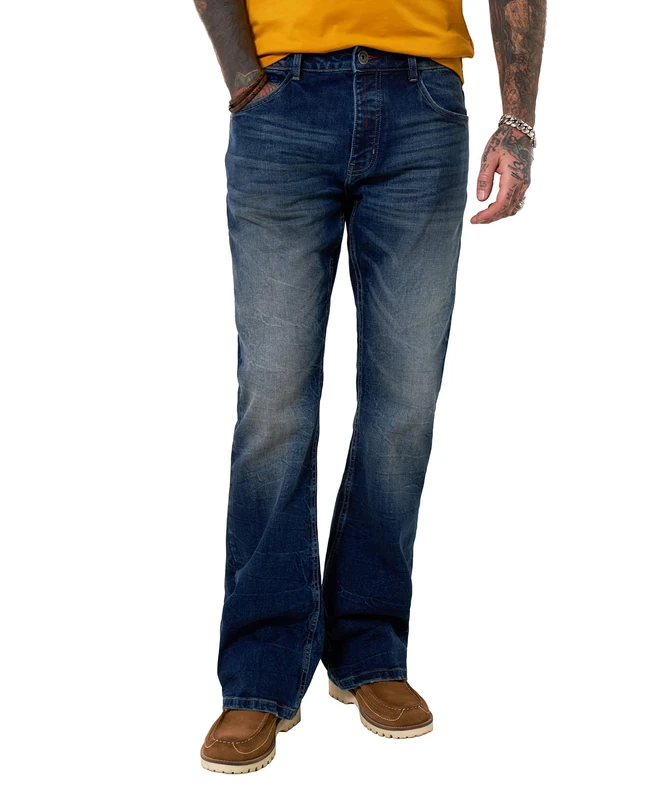 Joe Browns Men's Dark Wash Button Fly Bootcut Jeans, Regular, Blue, UK 34L