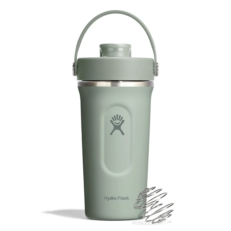 Hydro Flask - Insulated Stainless Steel Shaker Bottle 710 ml (24 oz) - Leakproof Flip Chug Spout - for Protein Shakes & Supplements - Whisk Ball - Cold for 24 Hours - Agave - Image 1