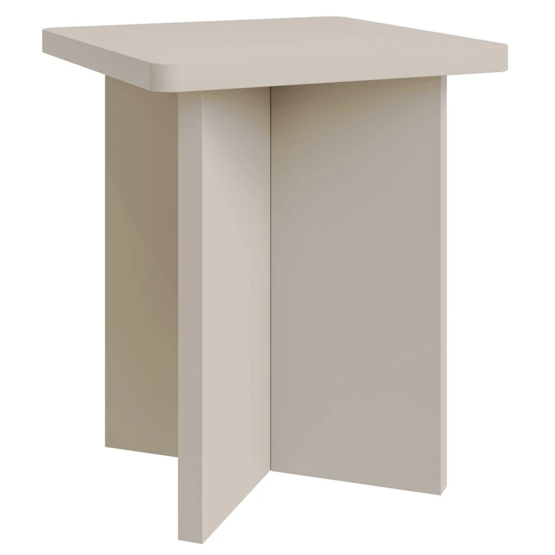 Selsey Square Cashmere Coffee Table - Wooden Coffee Table Small 42 cm with Geometric Base, Elegant Minimalism in Japandi Style for Living Room, Modern Design - Image 1