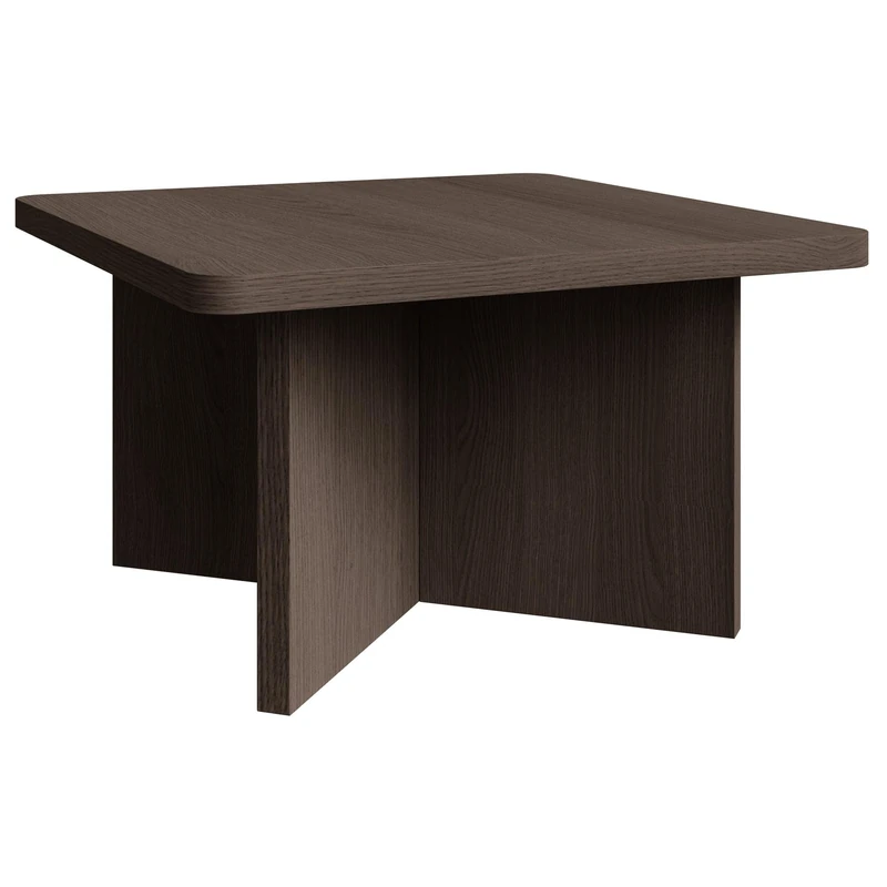 Selsey Prestige Ash Square Coffee Table - Wooden Coffee Table Small 60 cm with Geometric Base, Elegant Minimalism in Japandi Style for Living Room, Modern Design