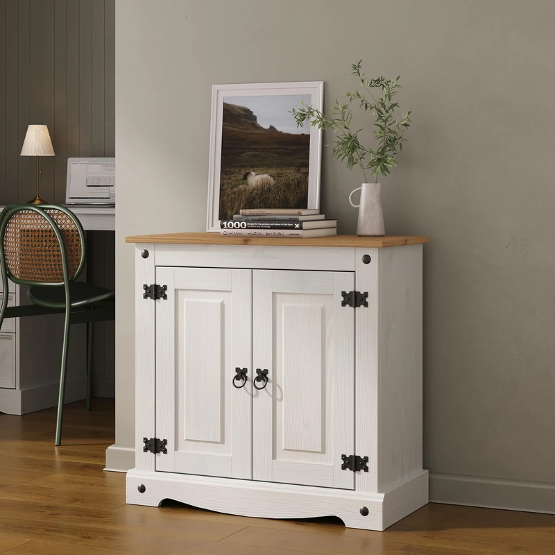 Corona Sideboard White 2 Door Cupboard Solid Mexican Pine