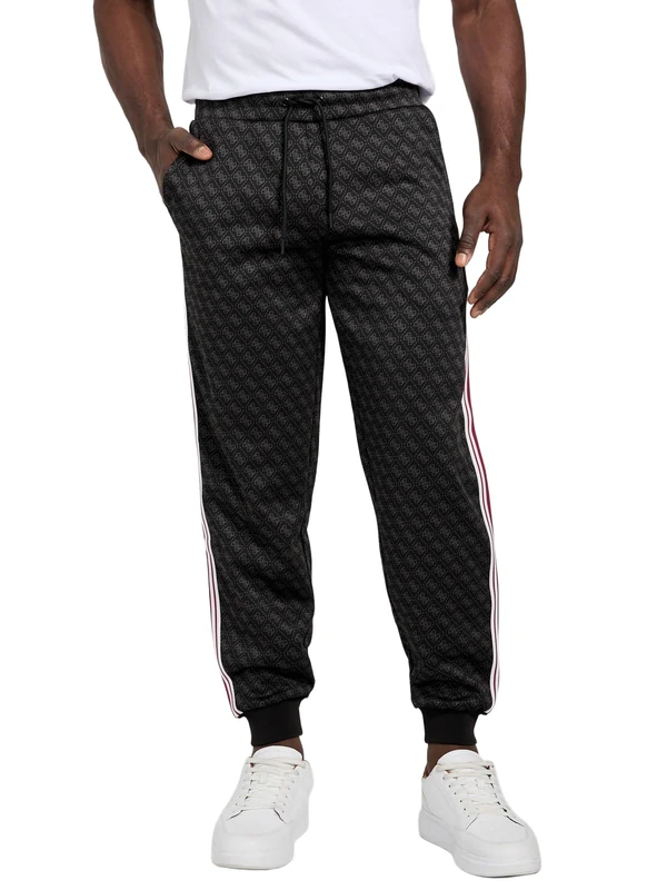 Guess Men's PARIMO 4G Cuffed PANTPANTS4G Jacquard Jet BLACsize S Length N