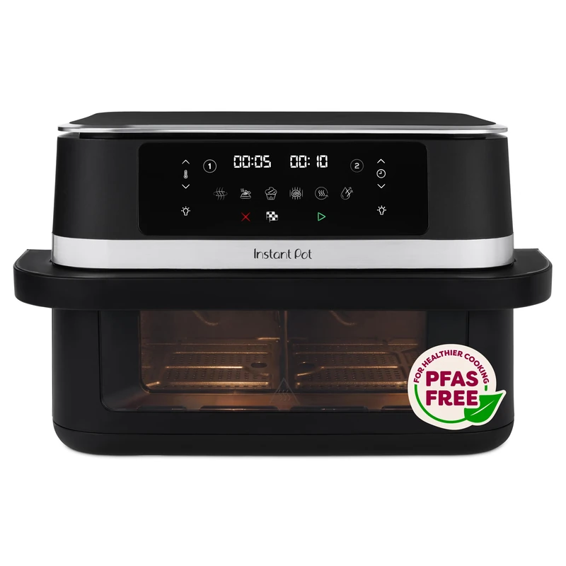 Instant Pot Vortex VersaZone 12L Air Fryer, PFAS Free, Large, Twin 6L Baskets, 8-in-1, Dehydrate, Grill, Bake, Roast, Reheat, Easy Clean, Dishwasher Safe, Black Pepper