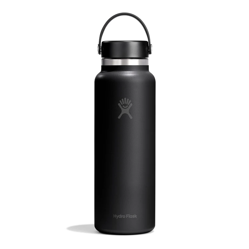 Hydro Flask – Wide Flex Cap 1,182 ml (40 oz) Bottle – Stainless Steel, Leakproof – Insulated Cold 24 Hrs & Hot 12 Hrs – Black
