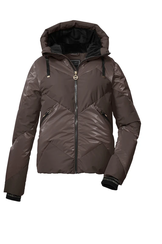 killtec KSW 113 WMN SKI QLTD JCKT Women's Quilted Jacket with Hood and Removable Snow Guard in Down Look Dark Brown, 40, 43618-000 - Image 1