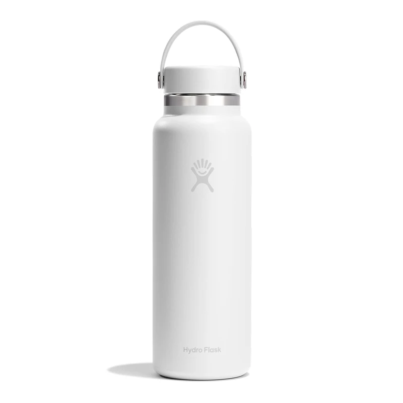 Hydro Flask – Wide Flex Cap 1,182 ml (40 oz) Bottle – Stainless Steel, Leakproof – Insulated Cold 24 Hrs & Hot 12 Hrs – White