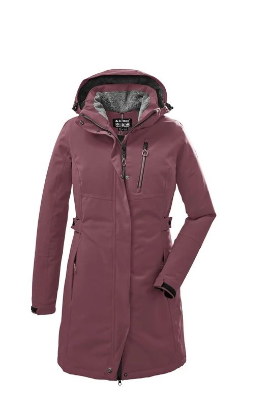 killtec KOW 165 WMN PRK 37726-000 Women's Functional Parka with Zip-Off Hood Dark Mauve 38