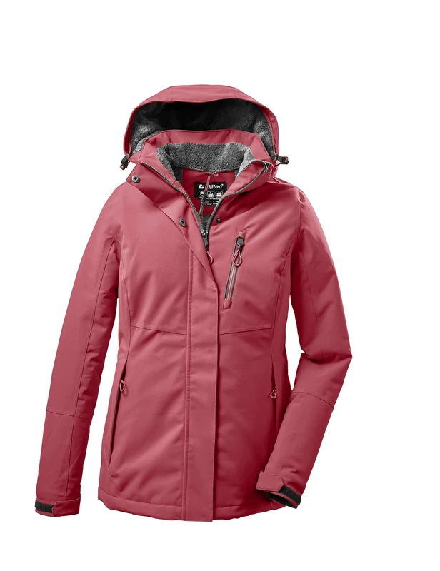 killtec KOW 140 WMN JCKT Women's Functional Winter Jacket with Zip-Off Hood, Holly Berry, 42, 37411-000