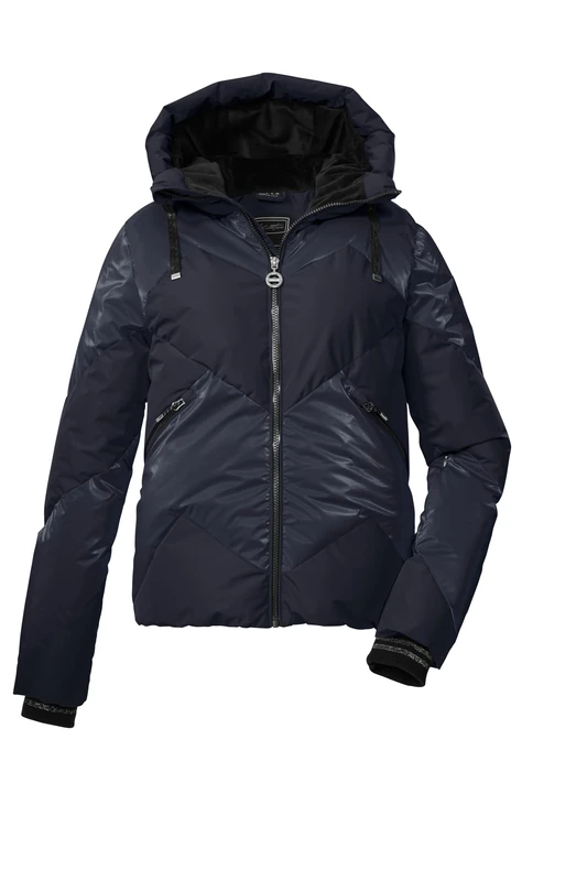 killtec KSW 113 WMN SKI QLTD JCKT Women's Quilted Down Jacket with Hood and Removable Snow Guard Dark Navy, 46, 43618-000
