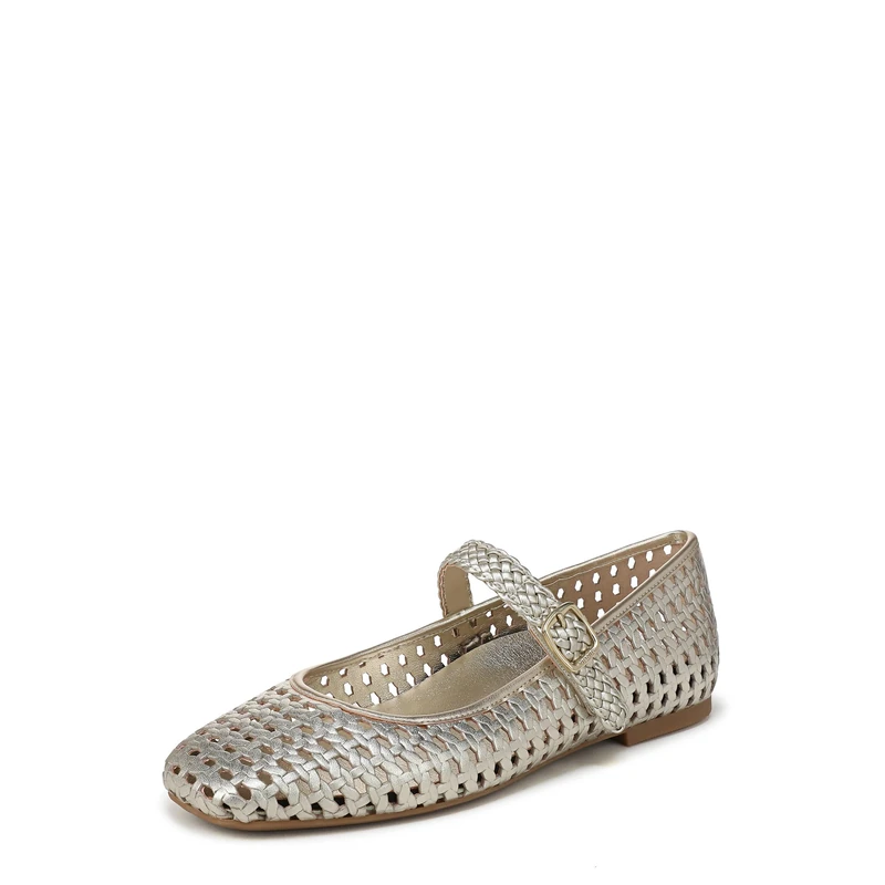 Vionic Women's Alameda Woven Mary Jane Flats, Gold Leather, Wide Fit, UK 7 - Image 1