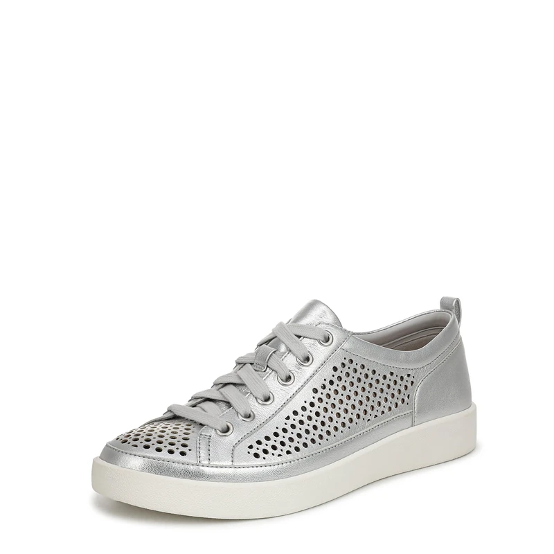 Vionic Women's Winny Perf Lace-Up Trainers, Silver Leather, Medium Fit, UK 4.5 - Image 1
