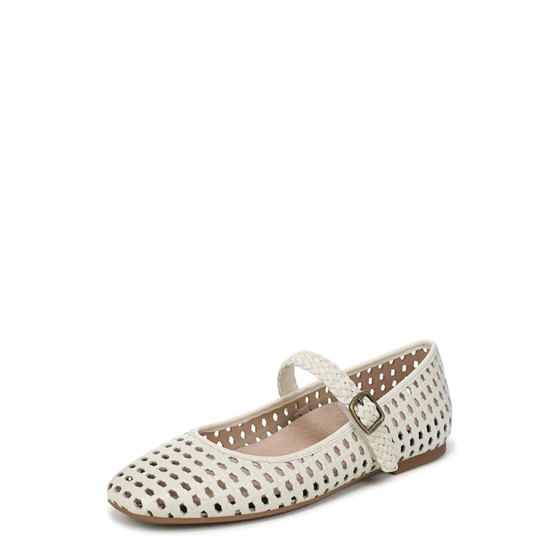 Vionic Women's Alameda Woven Mary Jane Flats, Ivory Leather, Wide Fit, UK 9