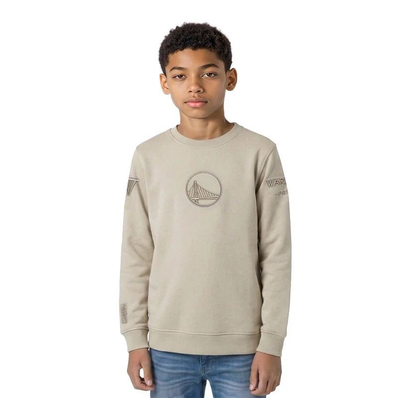 Pro Standard Big Boys NBA Golden State Warriors Neutral Crewneck Sweatshirt Taupe L