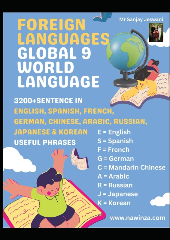Global 9 World Language 3200+Sentence in English, Spanish, French, German, Chinese, Arabic, Russian, Japanese & Korean Useful Phrases: English, ... Russian, Japanese & Korean Everyday Phrases - Image 1