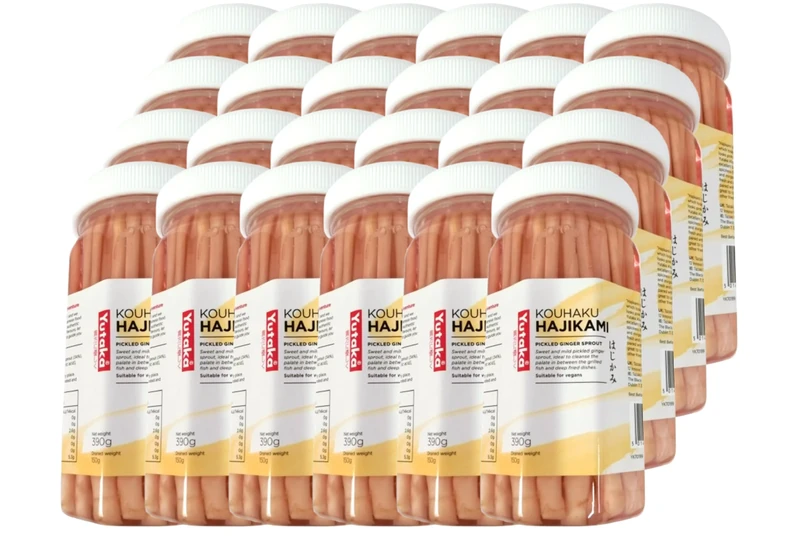Yutaka Ginger Sprout – Hajikami 390g (Pack of 24) | Traditional Japanese Pickled Young Ginger for Sushi & Grilled Dishes | Suitalbe for Vegan