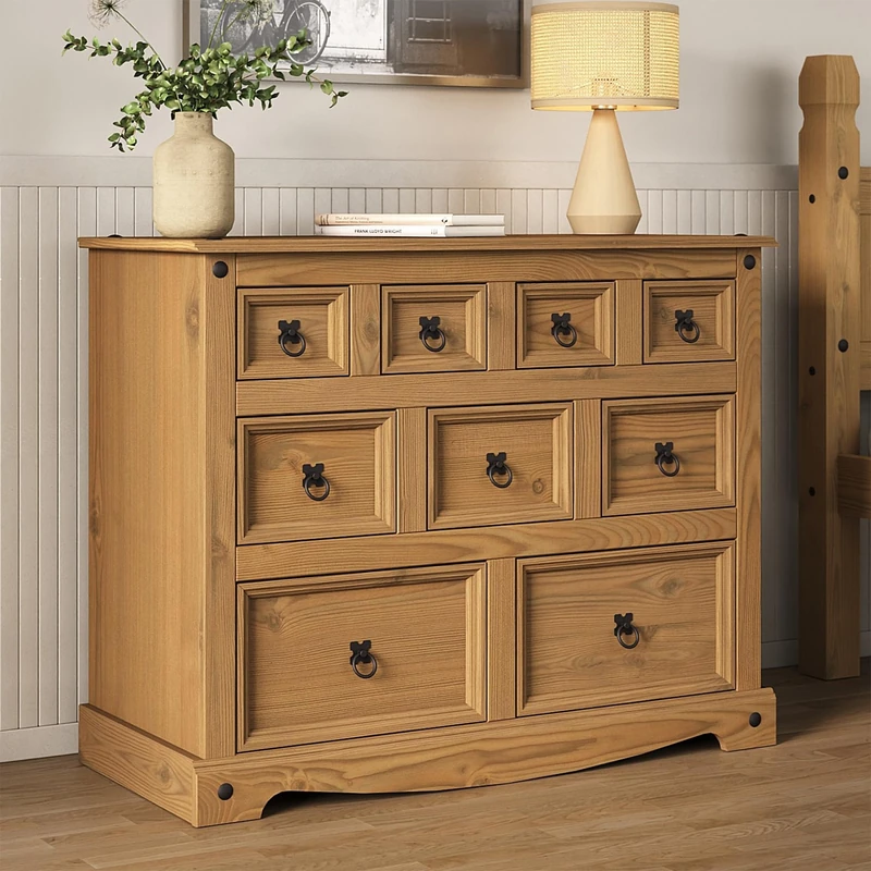 Mews Corona 9 Drawer Merchants Chest Sideboard 4+3+2 Drawers Solid Mexican Pine