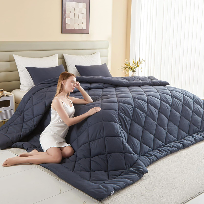 MIOTO Oversized King Comforter, Super King Comforter Oversized, All Season Soft Quilt Down Alternative Duvet Insert with 8 Corner Tabs(120x98, Grey)