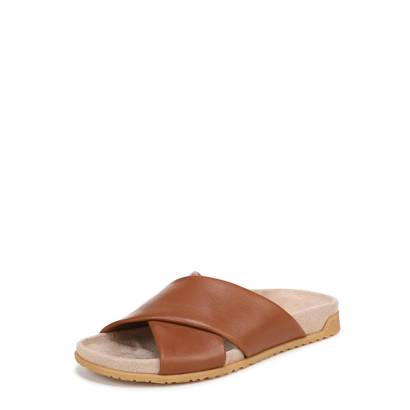 Vionic Women's Etna Flat Sandals, Tan Leather, Wide Fit, UK 8
