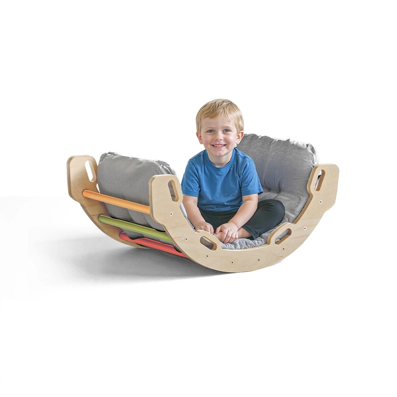 COSYLAND Children's Climbing Arch with Cushion, Climbing Bridge/Arch with Cushion, Baby Motor Skills Trail, Classic Rainbow