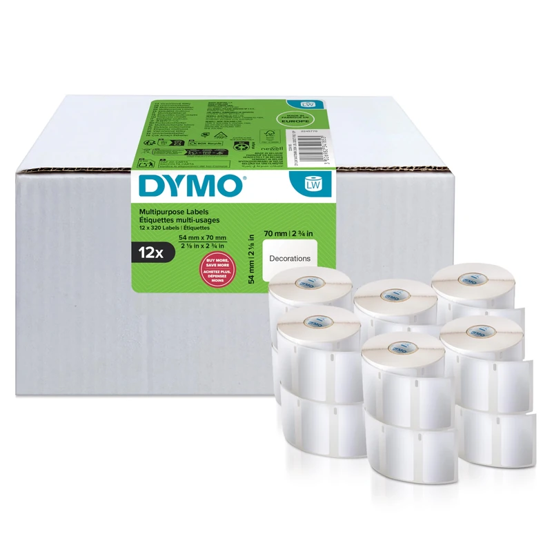 Dymo Authentic LabelWriter Multi-Purpose Labels | 32mm x 57mm | 24 Rolls of 1,000 Easy-Peel Labels (24,000 Count) | Self-Adhesive | for LabelWriter Label Makers