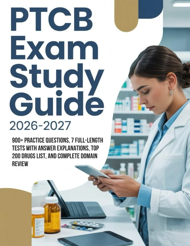 PTCB Exam Prep Study Guide 2026-2027: 900+ Practice Questions, 7 Full-Length Tests with Answer Detail Explanations, Top 200 Drugs List, and Complete Domain Review