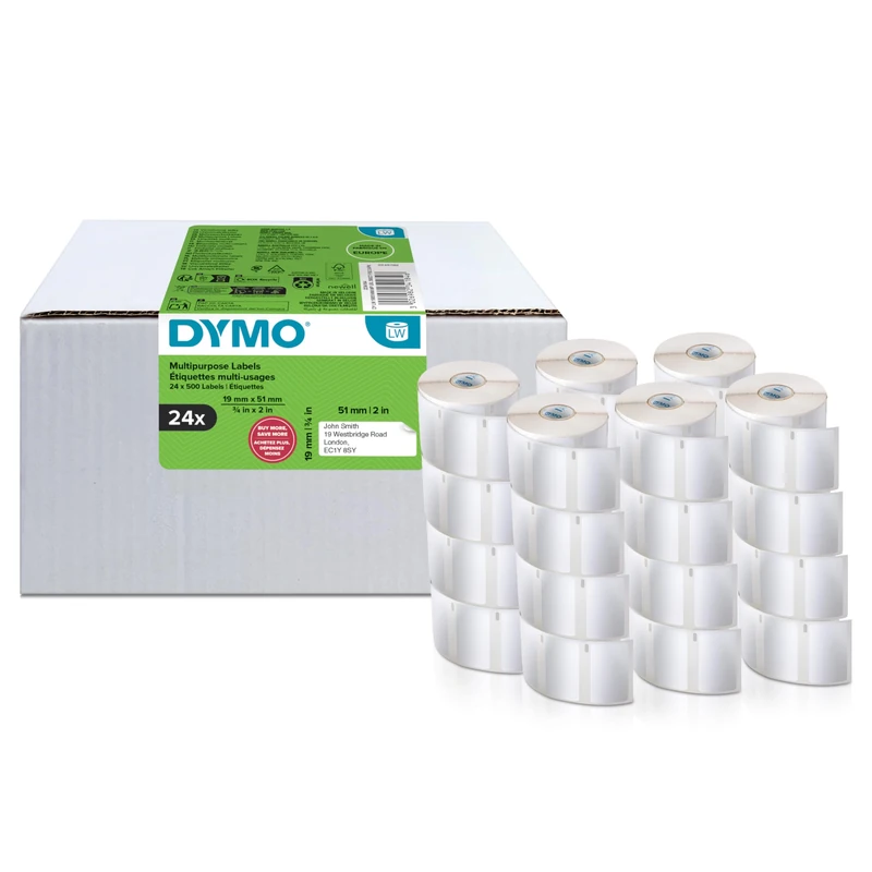 Dymo Authentic LabelWriter Multi-Purpose Labels | 54 mm x 70 mm | Self Adhesive | 6 Rolls of 320 Easy-Peel Labels (1,920 Count) | for LabelWriter Label Makers | Made in Europe