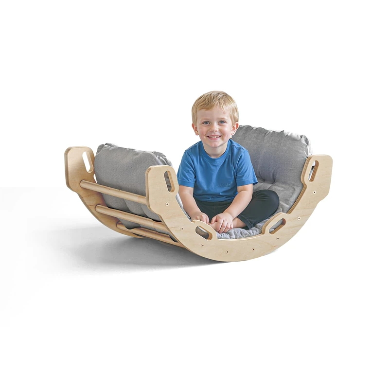 COSYLAND Classic Natural Children's Climbing Arch with Cushion, Climbing Bridge/Arch with Cushion, Baby Motor Skills