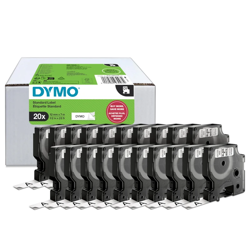 Dymo Authentic LabelWriter Small Multi-Purpose Labels | 19 mm x 51 mm | Self-Adhesive | 24 Rolls of 500 Easy-Peel Labels (12,000 Count) | for LabelWriter Label Makers | Made in Europe