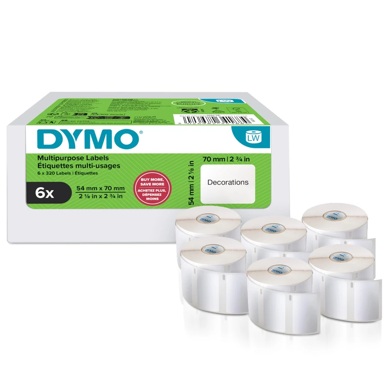 Dymo Authentic LabelWriter Extra Large Shipping Labels | 104 mm x 159 mm | Self Adhesive | 6 Rolls of 220 Easy-Peel Labels (1,320 Count) | for LabelWriter 4XL/5XL Label Makers