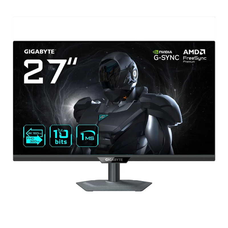 Gigabyte G27UP 27” 4K UHD Gaming Monitor - Dual Mode (4K 160Hz or FHD 320Hz), 3840 x 2160, 1ms, 400 cd/m², FreeSync Premium, HDR10, HDMI 2.1, Displayport 1.4