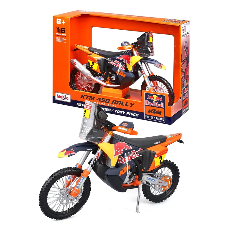 Maisto - Red Bull KTM 450 Rally Dakar 2024, Diecast Motorcycle 1:6, Rally Replica Official Livery, Realistic Details, Assorted #2 Toby Price/#47 Kevin Benavides (random), Ages 8+