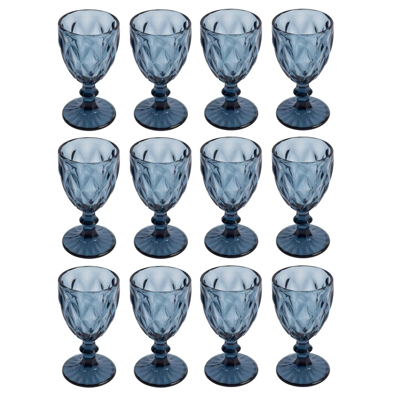 San Ignacio Set of 12 250ml Blue Glass Glasses