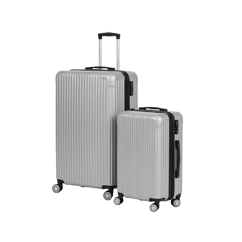 Relaxdays 2-Piece Hard-Shell Luggage Set, Telescopic Handle, Combination Lock, 2 Sizes, 4 Wheels, Champagne, 65x42x25.5c