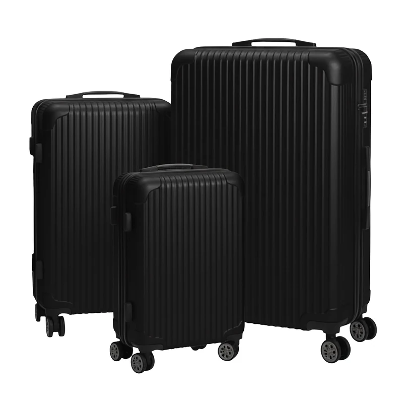 Relaxdays 3-Piece Hardshell Suitcase Set with 4 Wheels, Telescopic Handle, Combination Lock, 75x48x29cm, Black
