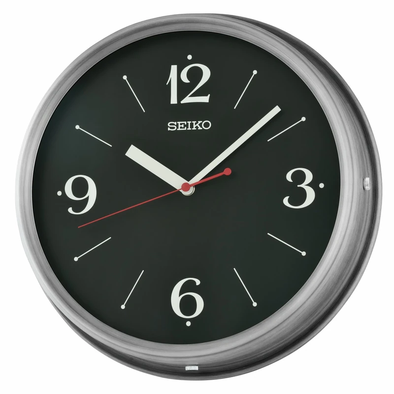 Seiko Clock Wall Clock Metallic Black Aluminium