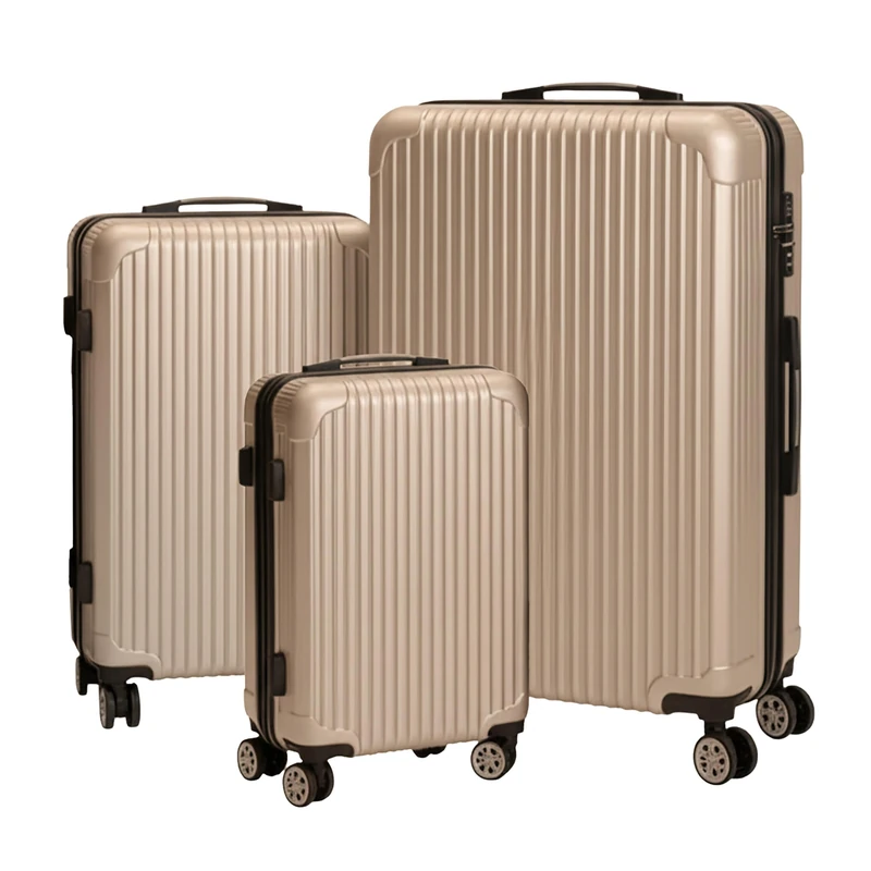 Relaxdays 3-Piece Luggage Set with Hard Shell, 4 Swivel Wheels, Telescopic Handle, Combination Lock, Champagne (75x48x29